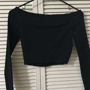 Crop off shoulder long sleeve